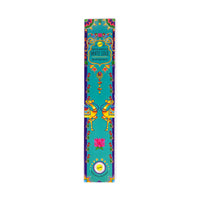 A colourful package of Indian Heritage White Sage herb perfume incense. The package features vibrant designs with intricate patterns, including two yellow camels facing each other, floral motifs, and a lotus flower at the bottom. The background is primarily turquoise with accents of purple, red, and yellow. The text on the package reads 'Indian Heritage White Sage Herb Perfume Incense' and 'Made with Love in India.