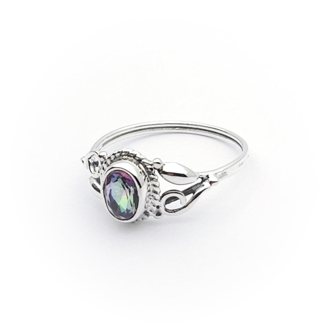 Sterling Silver Faceted Iris Mystic Topaz Ring