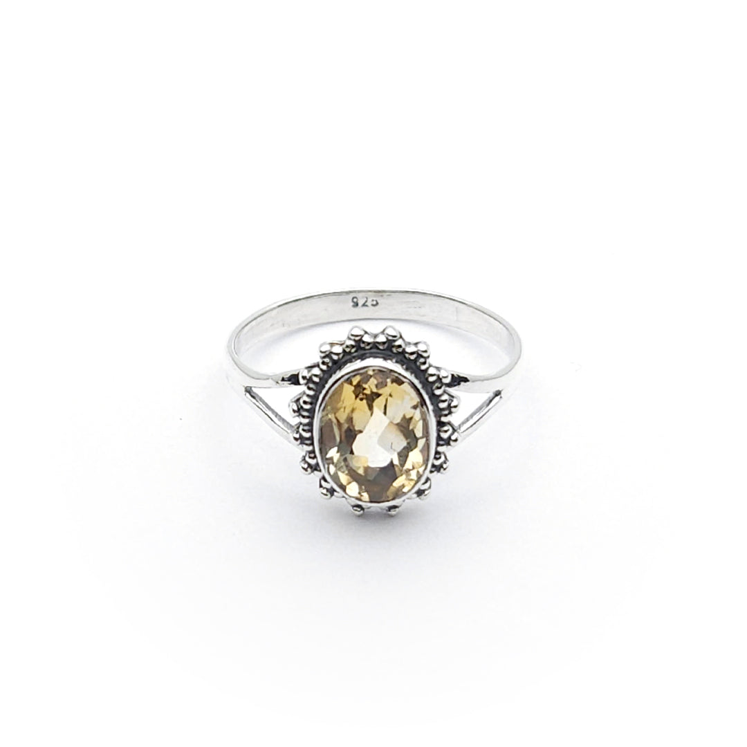 Sterling Silver Faceted Luna Citrine Ring