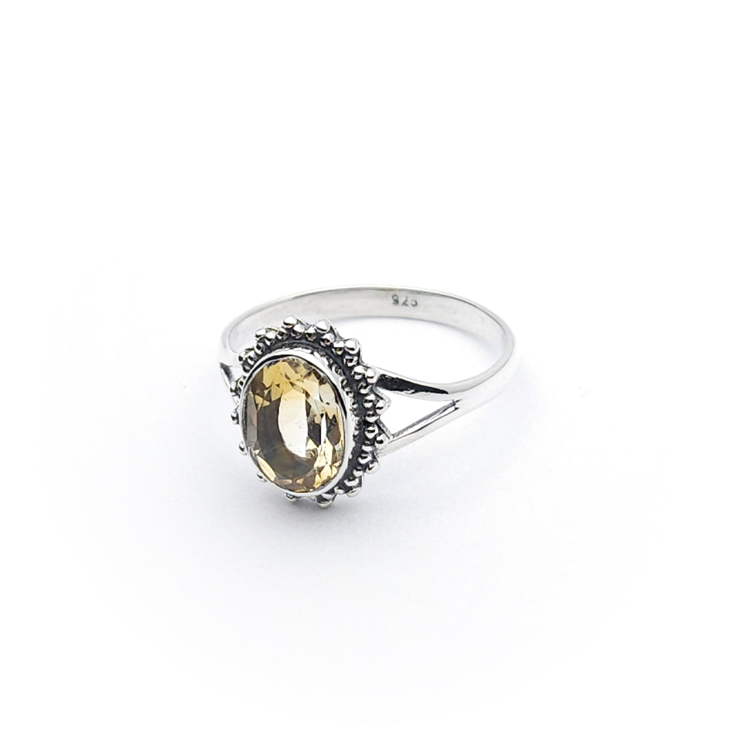 Sterling Silver Faceted Luna Citrine Ring