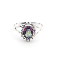 Sterling Silver Faceted Luna Mystic Topaz Ring
