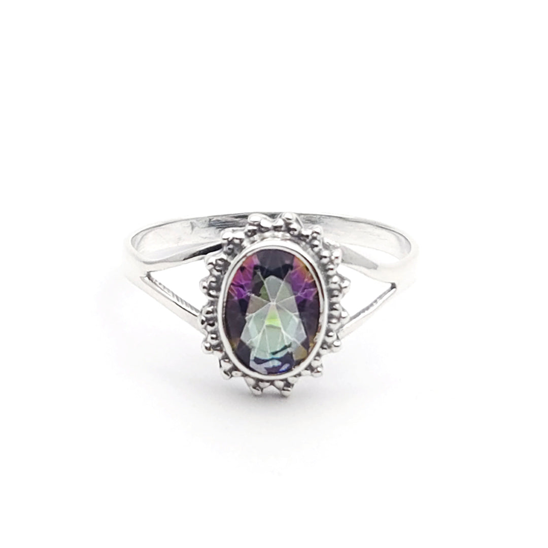 Sterling Silver Faceted Luna Mystic Topaz Ring