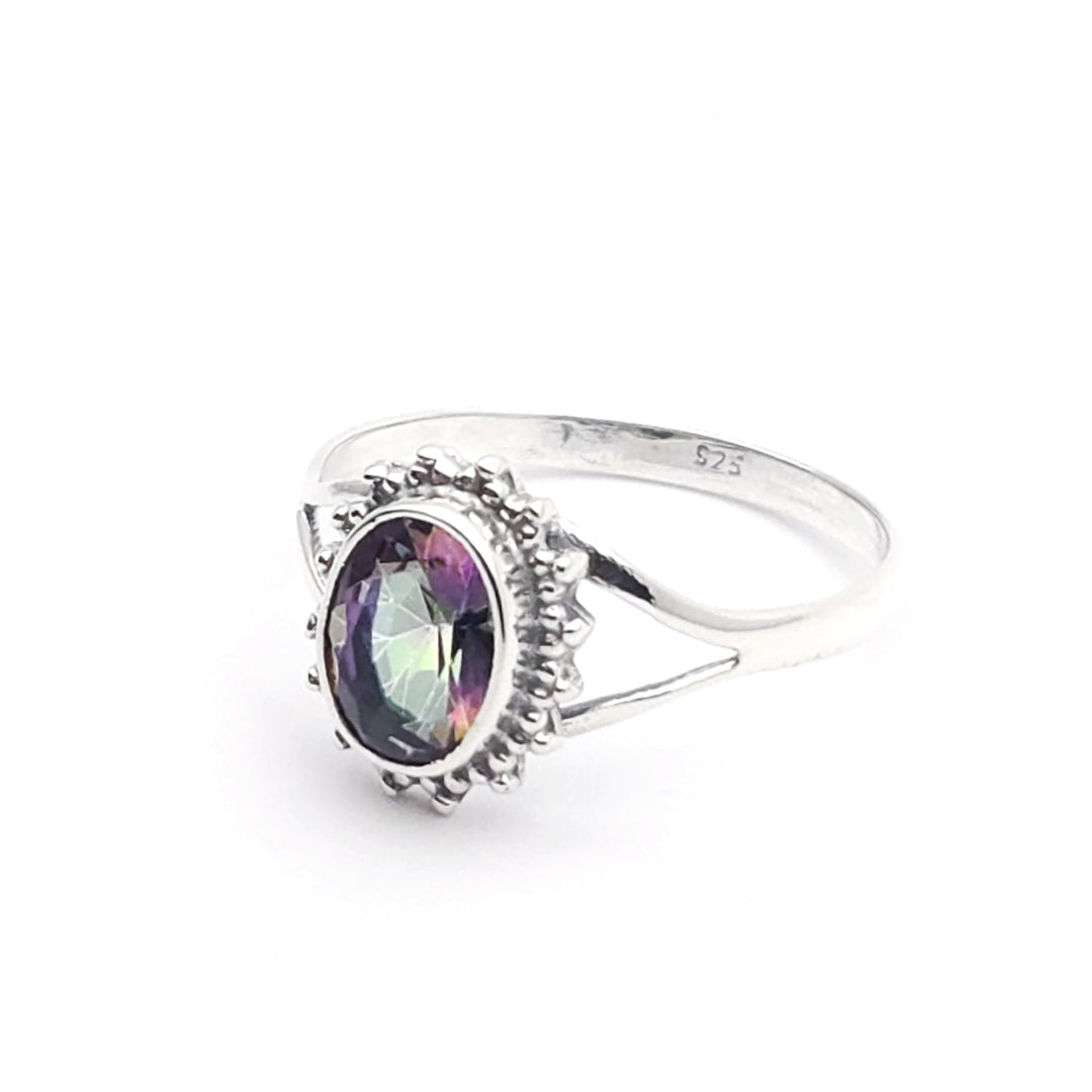 Sterling Silver Faceted Luna Mystic Topaz Ring