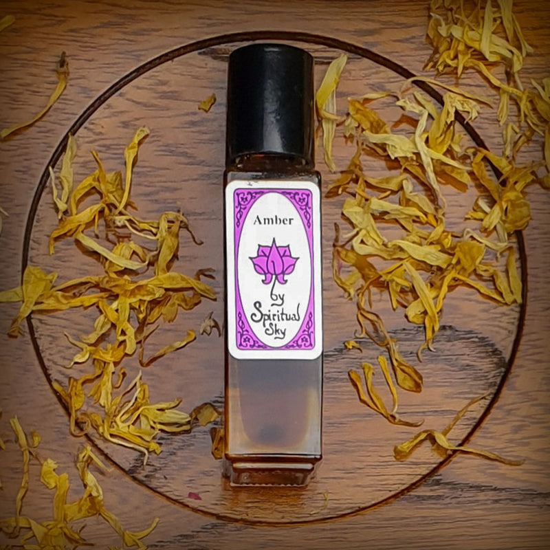 close up of spiritual sky perfume - amber
