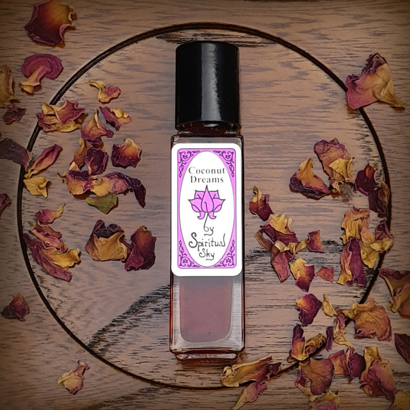 close up of spiritual sky perfume - coconut dreams