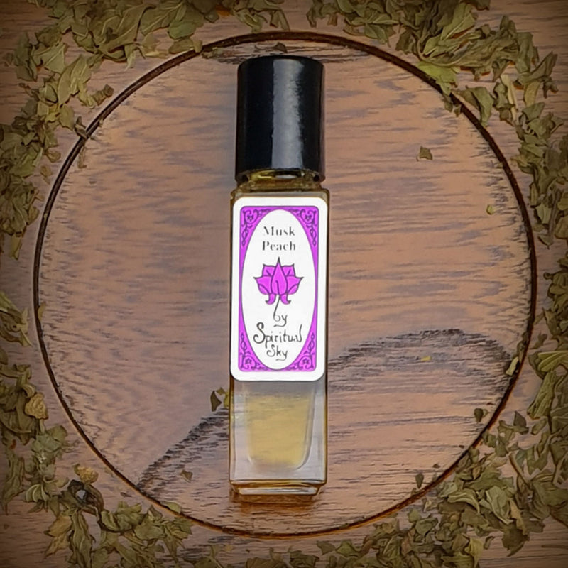 close up of spiritual sky perfume - musk peach