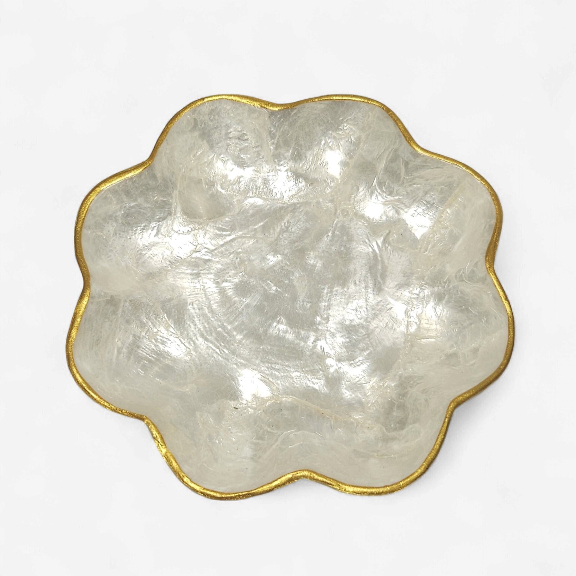 Capiz Shell Trinket Dish - Gold Trim