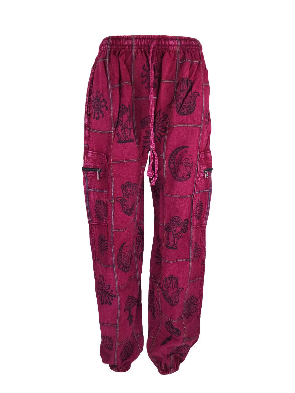 Cotton Patch Harem Pants with Block Print