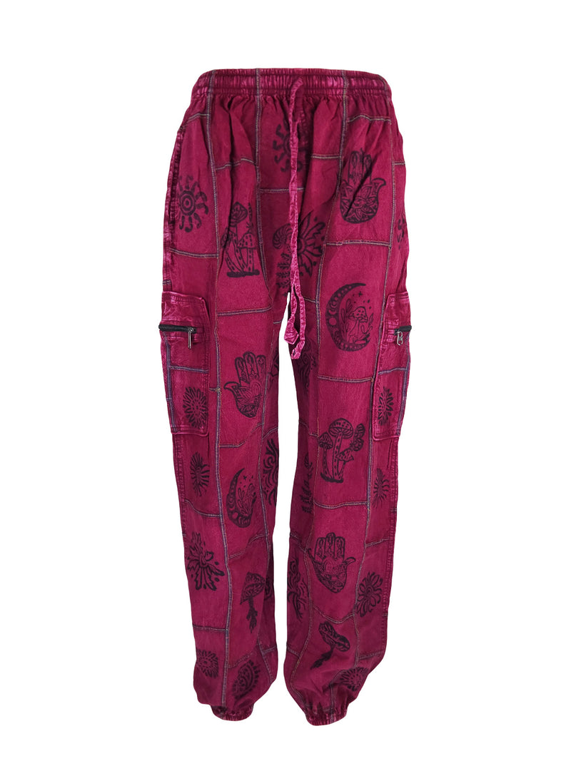 Cotton Patch Harem Pants with Block Print