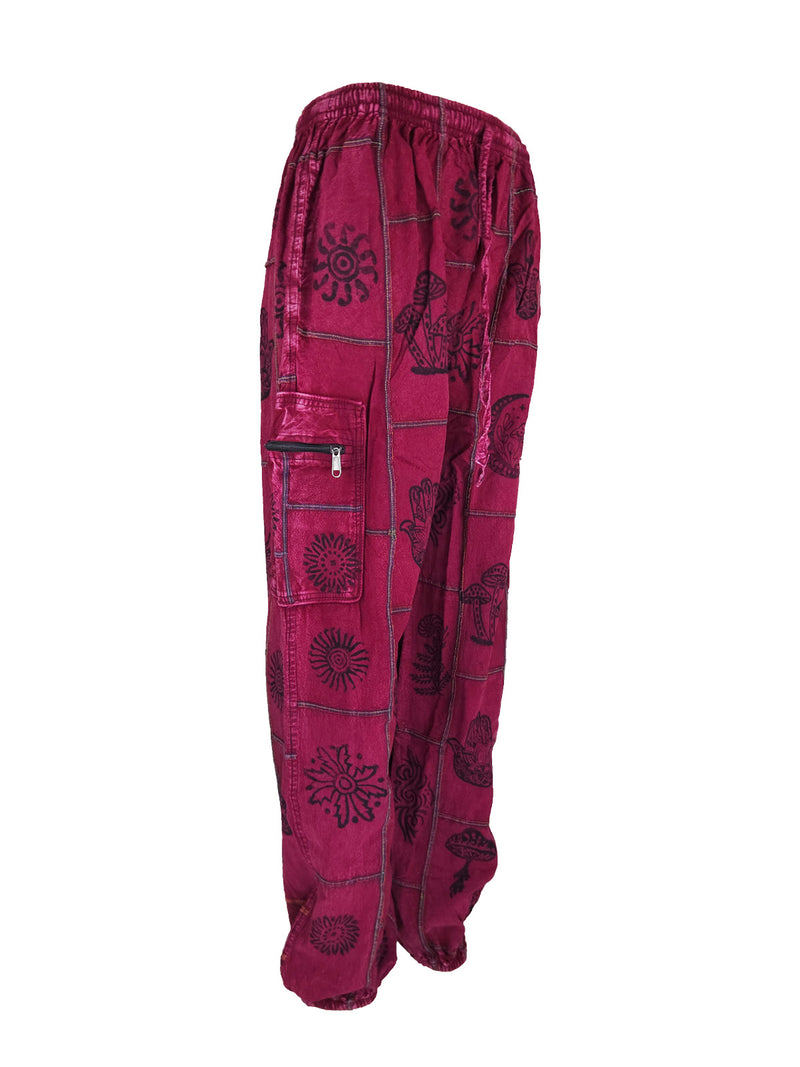 Cotton Patch Harem Pants with Block Print