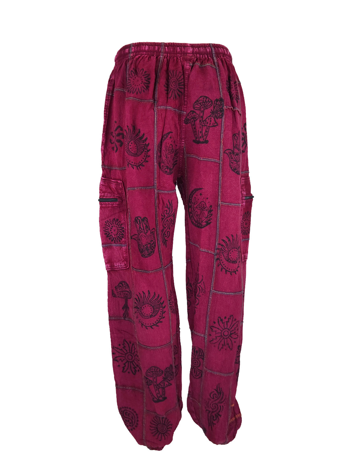 Cotton Patch Harem Pants with Block Print