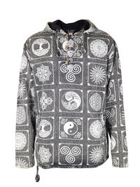 Fleece Lined Hoodie with Block Print