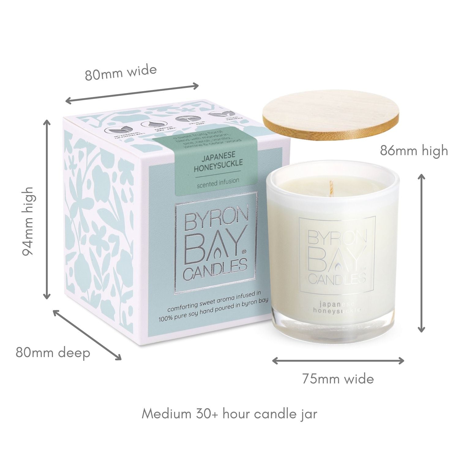 Byron Bay Candles - 30 Hour Scented Pure Soy -Japanese Honeysuckle