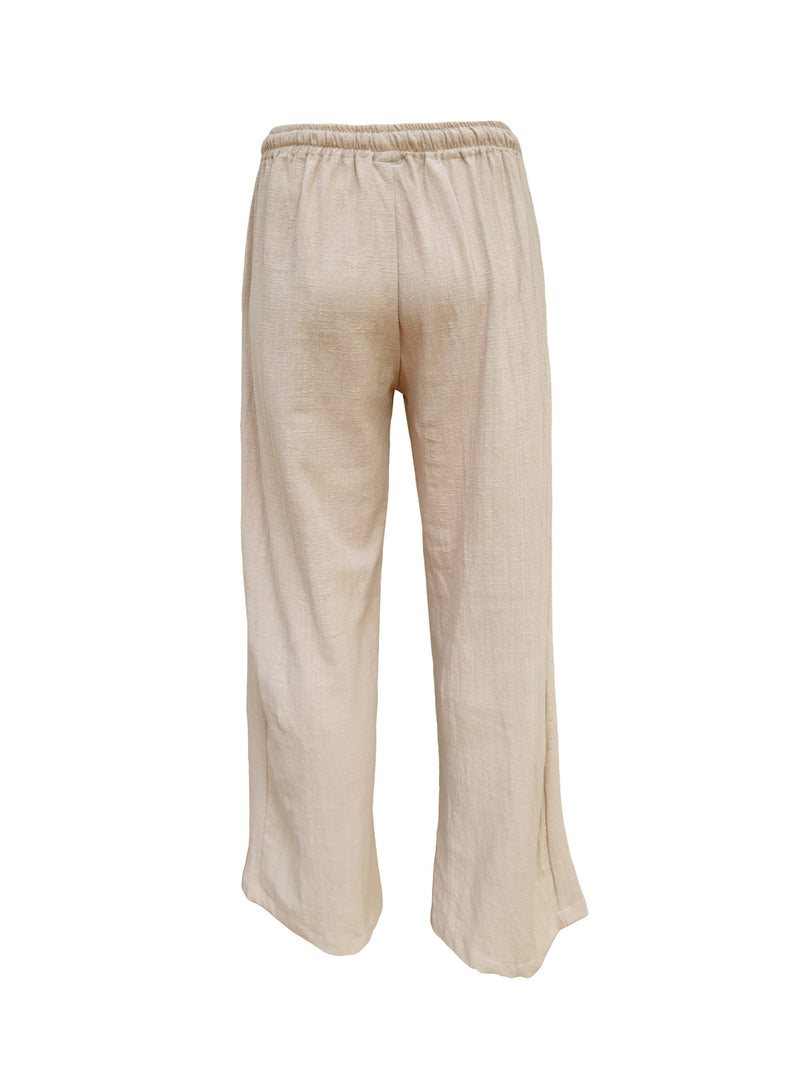 Madeline Semi Wide Leg Cotton Elastic Waist Pants