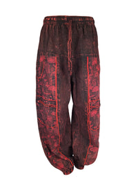 Mushroom Print Harem Pants with Zip Pockets