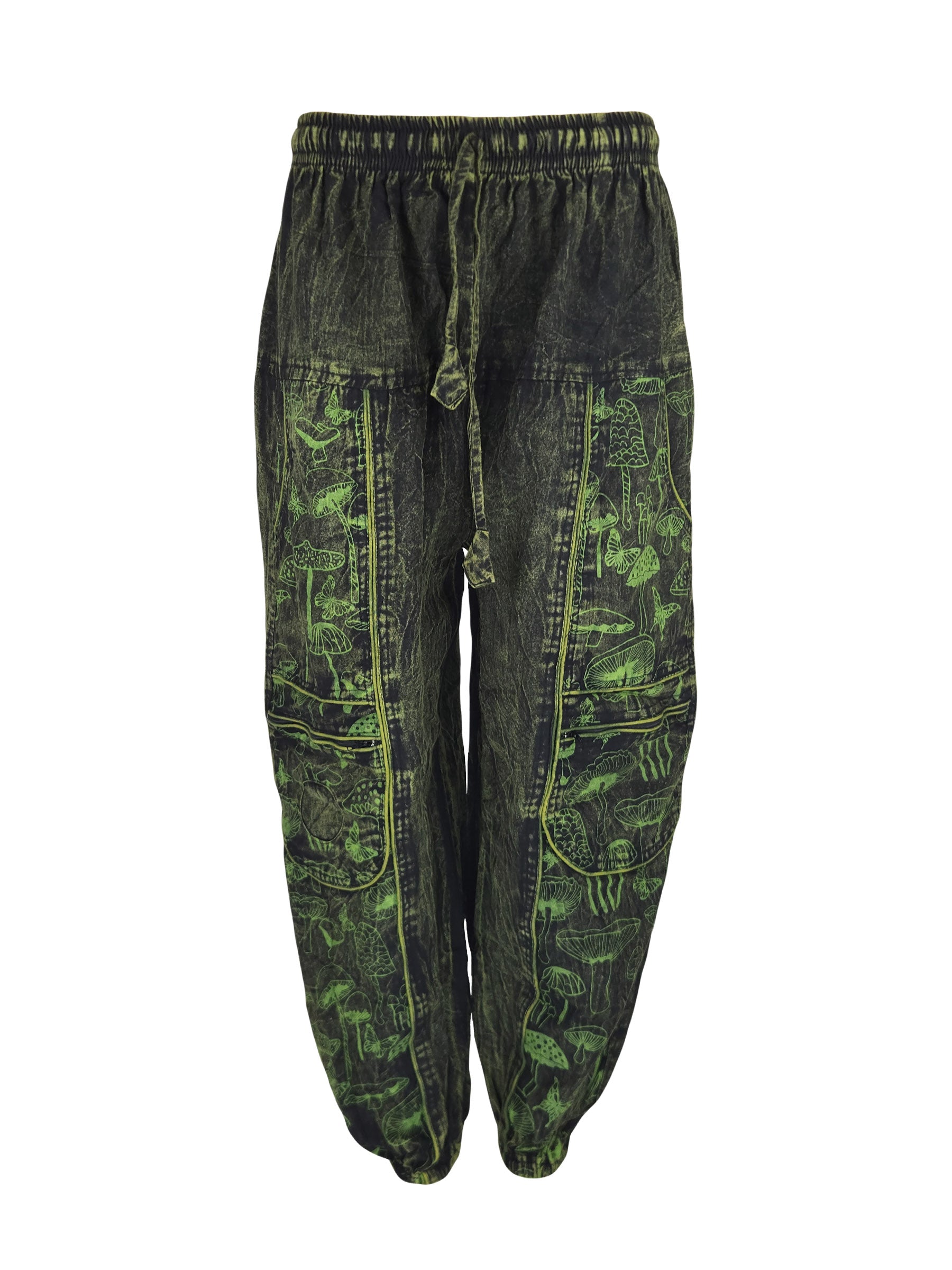 Mushroom Print Harem Pants with Zip Pockets
