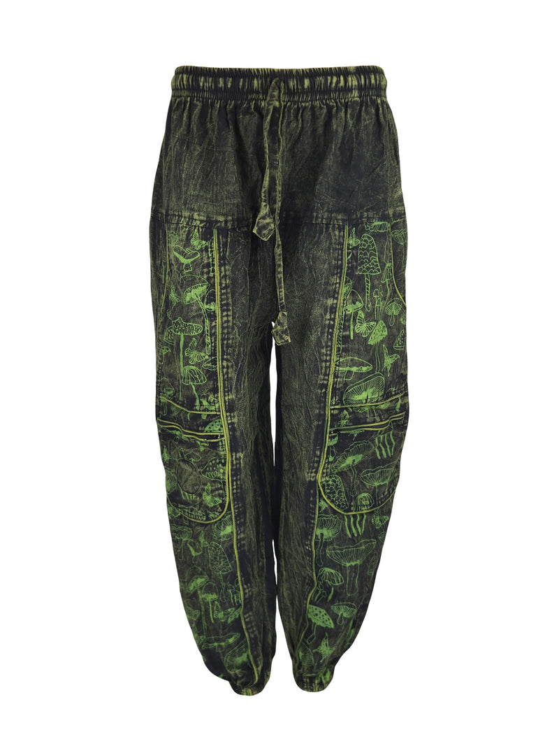 Mushroom Print Harem Pants with Zip Pockets