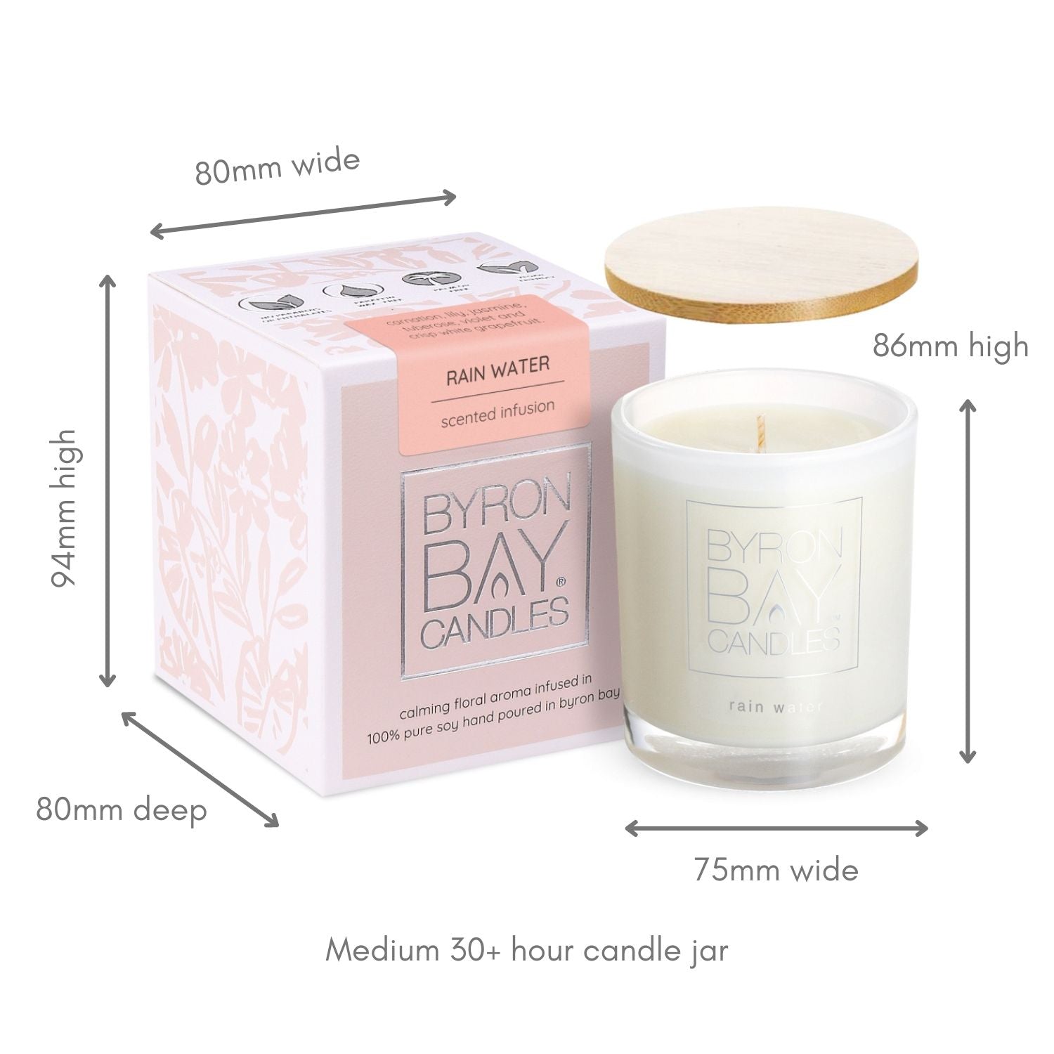 Byron Bay Candles - 30 Hour Scented Pure Soy - Rain Water
