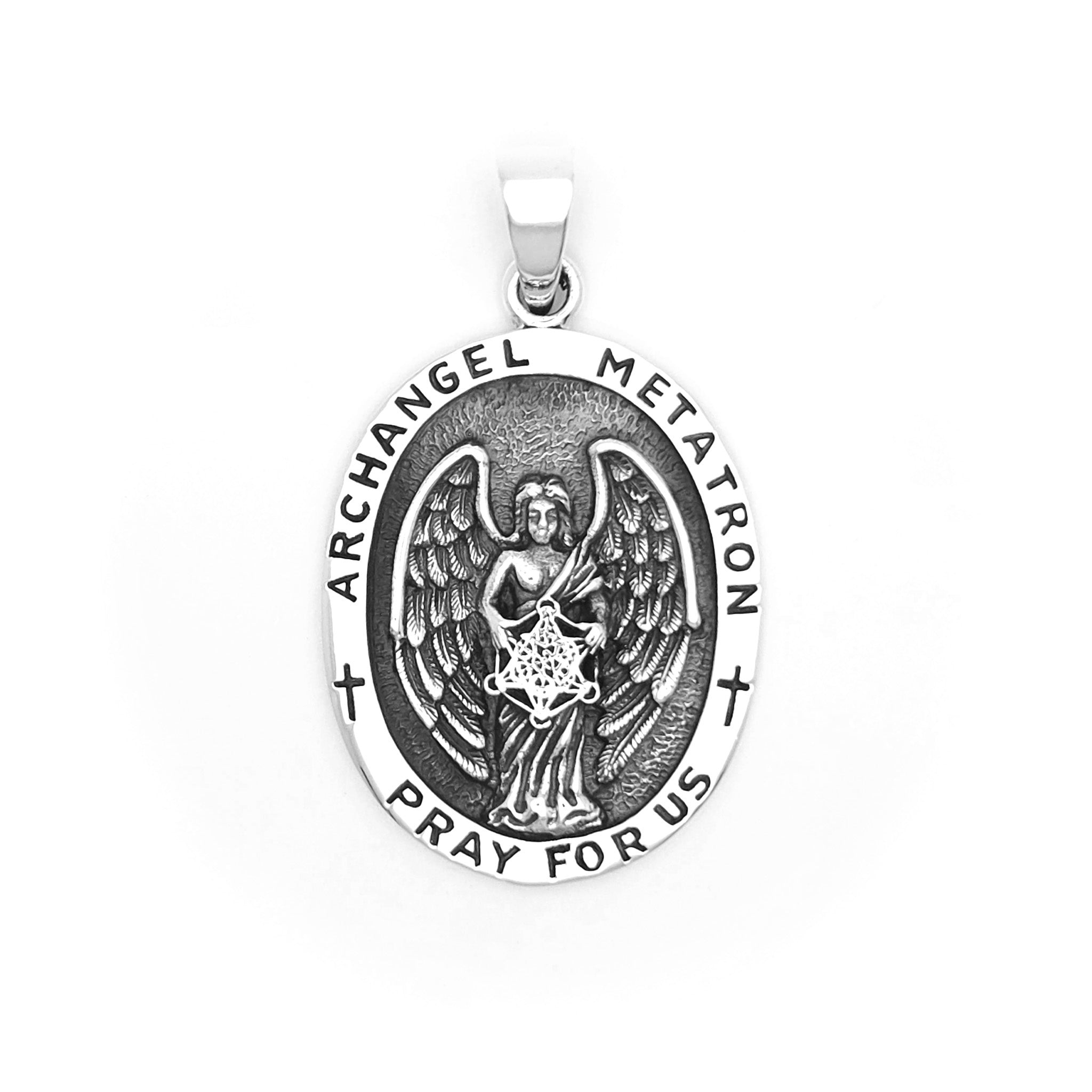 Sterling Silver Archangel Metatron Oval Pendant