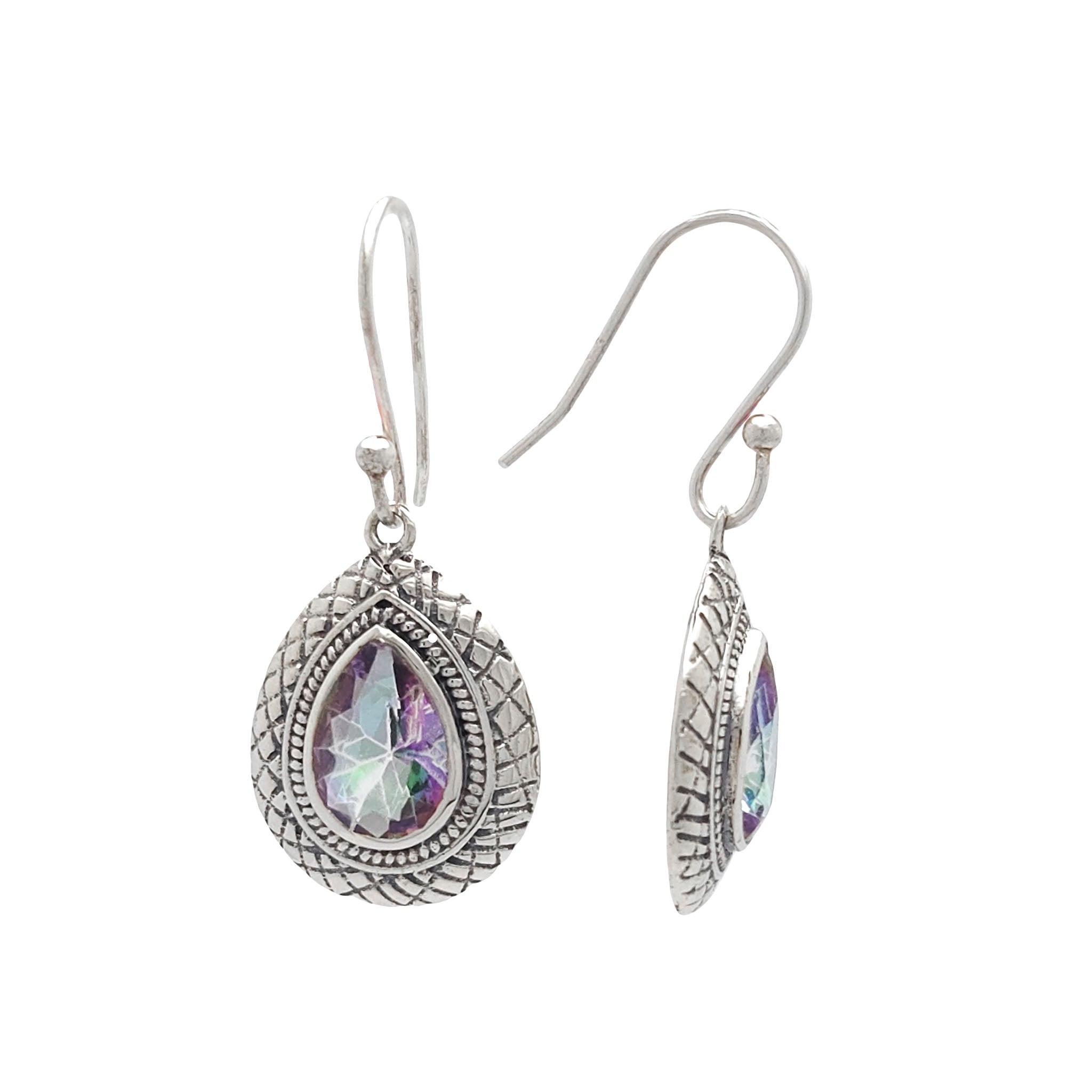 Sterling Silver Aria Mystic Topaz Faceted Drop Earrings