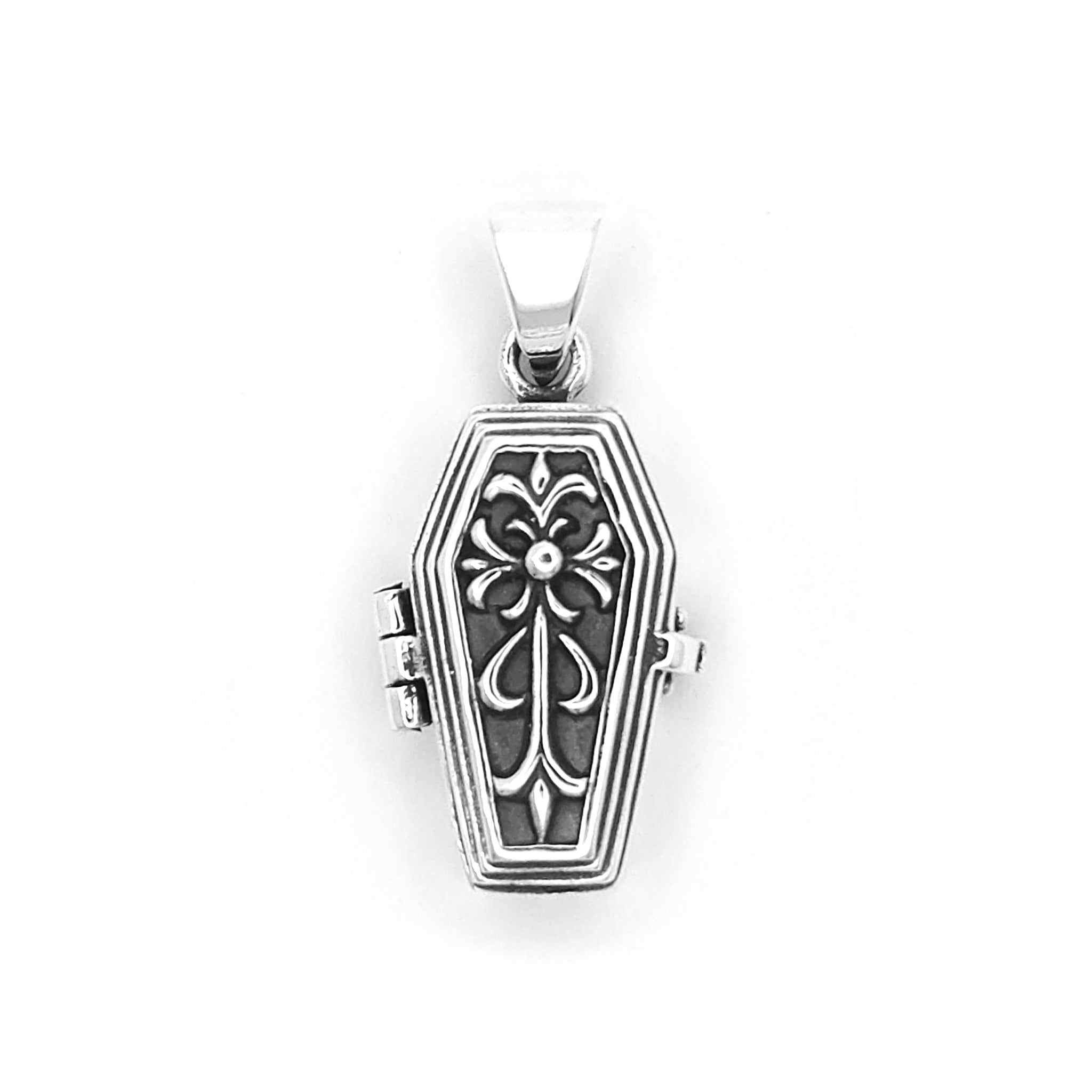 Sterling Silver Coffin with Skeleton Locket