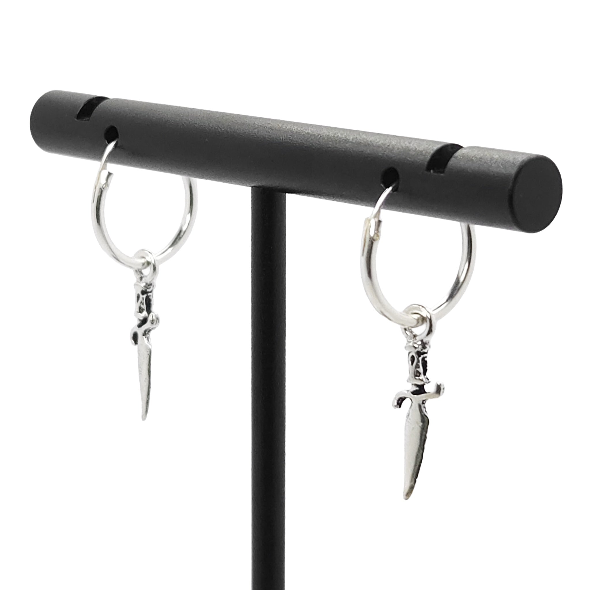 Sterling Silver Hoop Earrings with Dagger