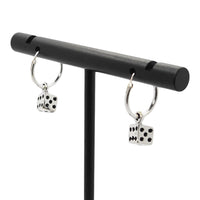 Sterling Silver Hoop Earrings with Dice