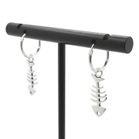 Sterling Silver Hoop Earrings with Fish Bones