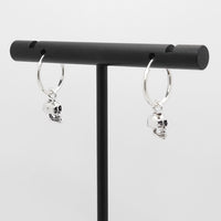 Sterling Silver Hoop Earrings with Skull