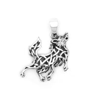 Sterling Silver Howling Celtic Wolf Pendant