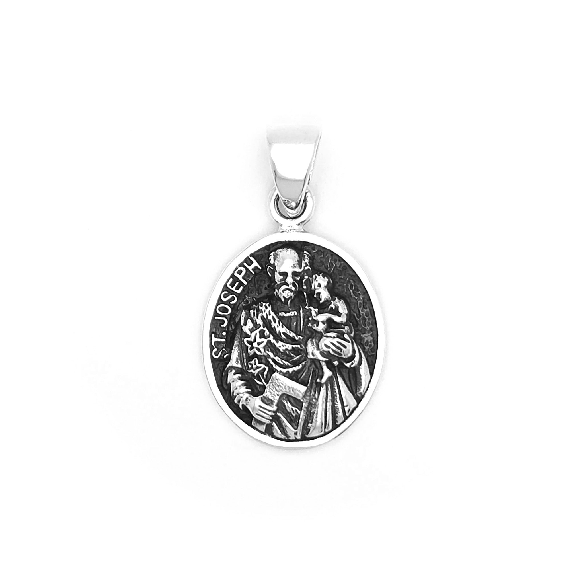 Sterling Silver Saint Joseph Oval Pendant
