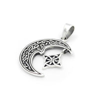 Sterling Silver Celtic Crescent Moon Face Hanging Witches Knot Pendant