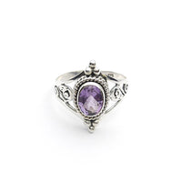 Sterling Silver Faceted Double Spiral Amethyst Ring