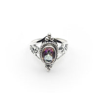 Sterling Silver Faceted Double Spiral Mystic Topaz Ring
