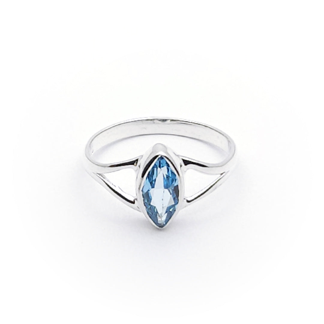 Sterling Silver Faceted Gaia Blue Topaz Ring