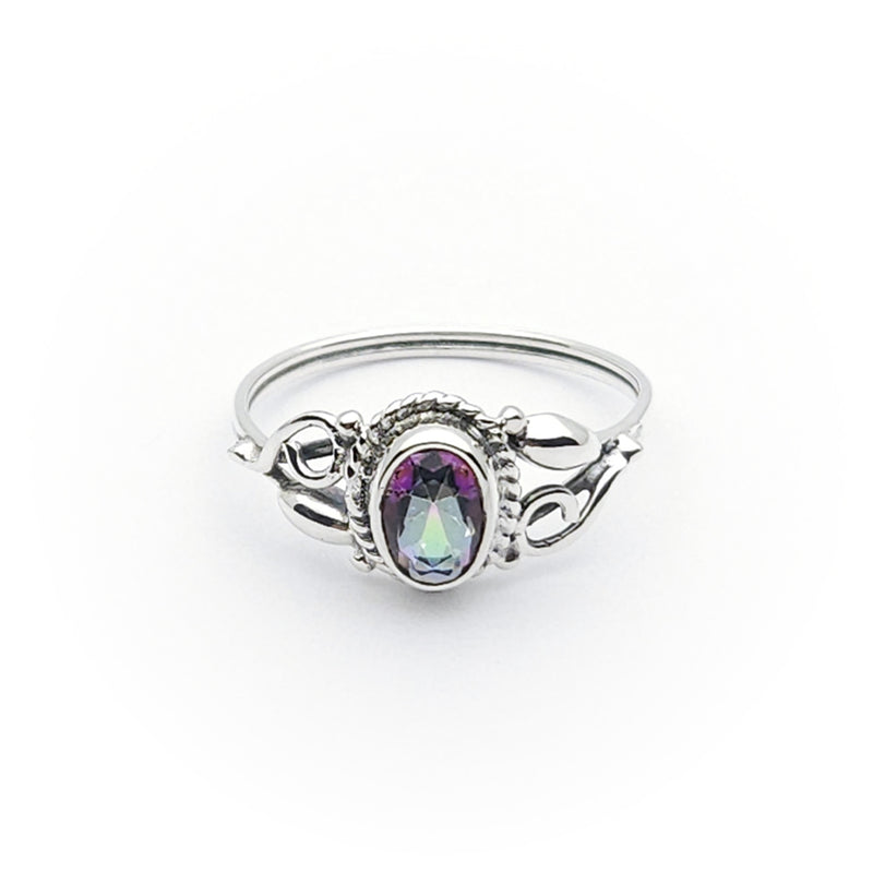 Sterling Silver Faceted Iris Mystic Topaz Ring