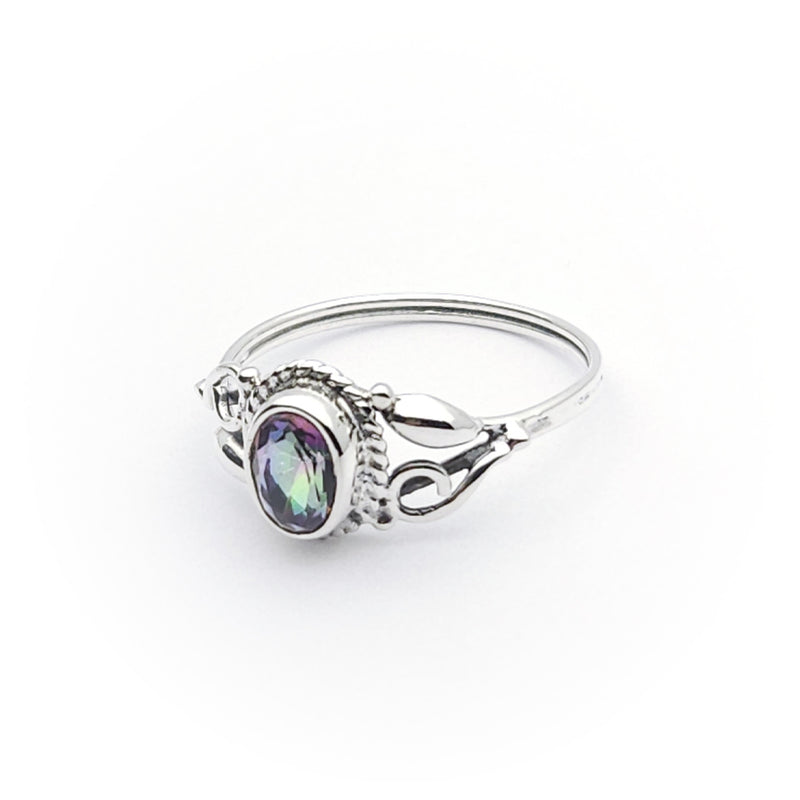 Sterling Silver Faceted Iris Mystic Topaz Ring