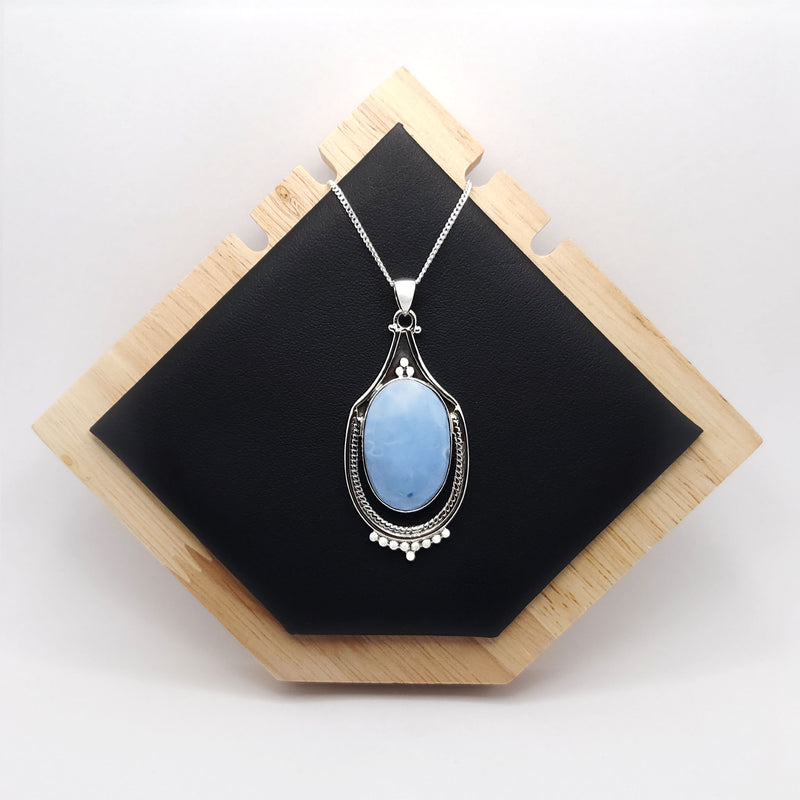 Sterling Silver Indy Blue Opal Pendant