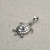 Sterling Silver Interactive Turtle Pendant