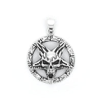 Sterling Silver Inverted Pentagram with Demon Pendant