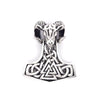 Sterling Silver Rams Head Thor's Hammer (Mjölnir) Pendant
