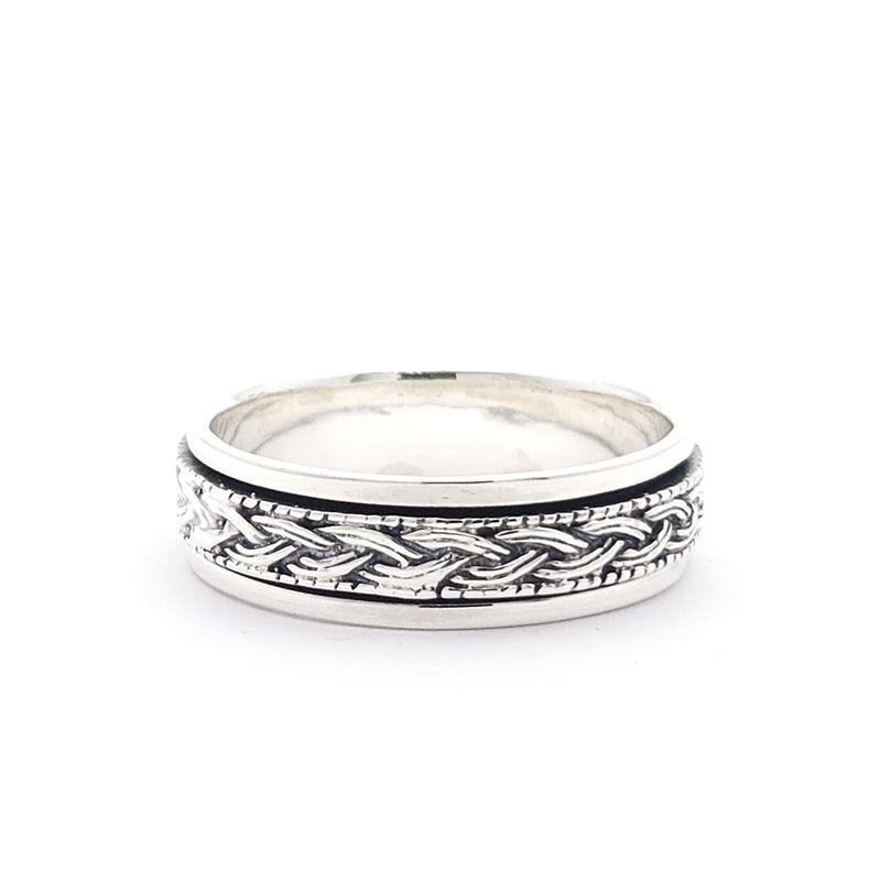 Sterling Silver Spinner Ring with Fine Braid Design