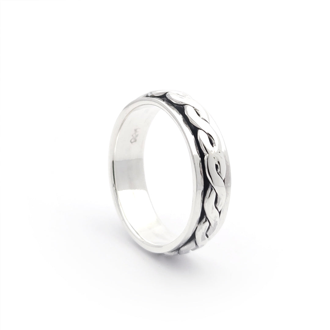 Sterling Silver Spinner Ring with Woven Design