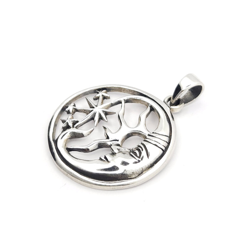 Sterling Silver Sun Moon Stars Pendant