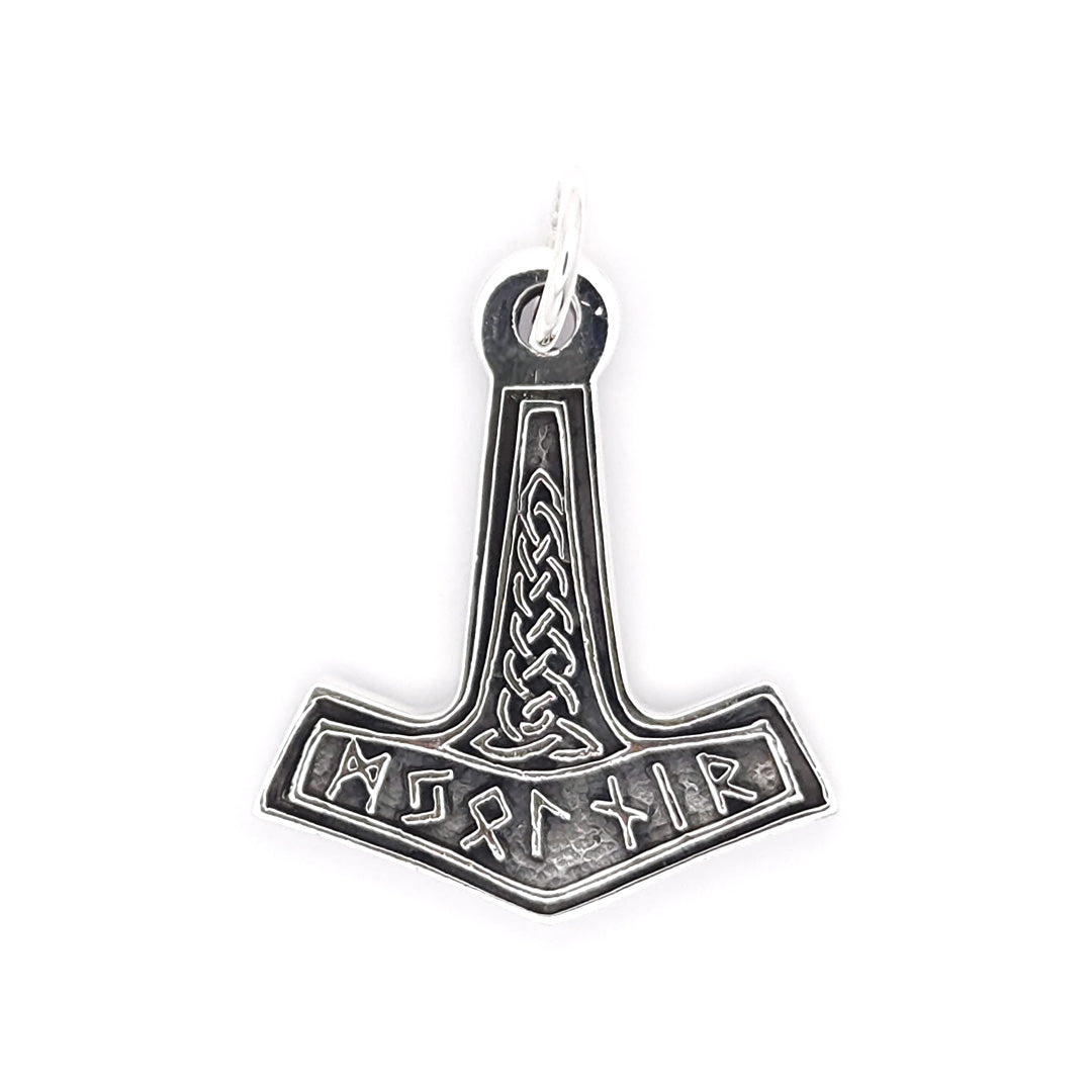 Sterling Silver Thor's Hammer (Mjölnir) Celtic Knot Pendant