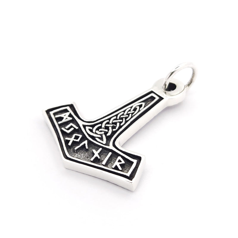 Sterling Silver Thor's Hammer (Mjölnir) Celtic Knot Pendant