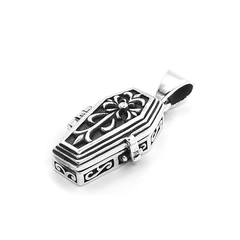 Sterling Silver Coffin with Skeleton Locket