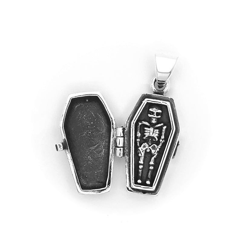 Sterling Silver Coffin with Skeleton Locket
