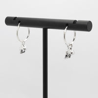 Sterling Silver Hoop Earrings with Skull