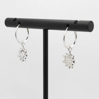 Sterling Silver Hoop Earrings with Sunflower